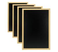 SECURIT - Tableau Noir Mural "Woody" + Marqueur à Craie Liquide - Ardoise Double Face - Cadre en Bois Laqué - 40 x 60 cm - Coloris Teck (Lot de 4)