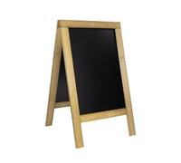 SECURIT - Tableau sur Pied Double Face en Bois de Hêtre "Nature" - Ardoise Pour Marqueur à Craie Liquide - Pour Restaurant, Bar, Café, Boutique - 75 x 135 cm - Coloris Acajou