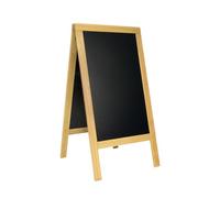 Securit Tableau sur pied «Deluxe» - Bois d'hévéa laqué, ardoise craie liquide, 75x135 cm, naturel