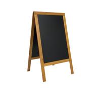 SECURIT - Tableau sur Pied en Bois de Pin "Woody" - Ardoise Pour Marqueur à Craie Liquide - Pour Restaurant, Bar, Café Boutique - 69 x 125 cm - Couleur Teck