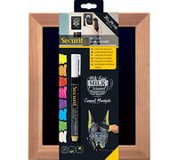 Securit Woody Tableau noir mural en teck 20 x 24 cm
