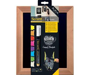 Securit Woody Tableau noir mural en teck 20 x 24 cm