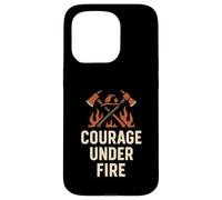 Sécurité au Travail | Courage sous Le feu | Cadeau de Jour de la sécurité Incendie Coque pour iPhone 15 Pro
