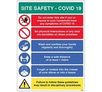 Sécurité du site COVID19 - pas d'interactions physiques, se laver les mains, politique de 1 mètre, utiliser des tissus - 4mm cannelé 450x600mm