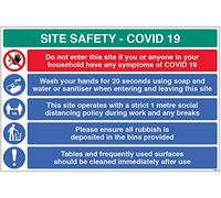 Sécurité du site COVID19 - se laver les mains, 1mpolicy, placer les déchets dans la poubelle, nettoyer les surfaces - 4mm cannelé 900x600mm