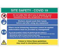 Sécurité du site COVID19 - Se laver les mains, conseils là où la distance sociale ne peut pas être atteinte - 4mm cannelé 900x600mm