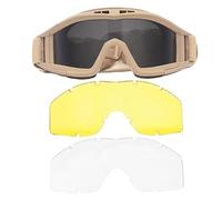 Sécurité Goggles anti-brouillard, Airsoft Goggles Réglable Sécurité Airsoft Anti Fog avec 3 lentilles interchangeables pour la chasse à cyclisme