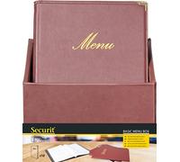 Securitprotège-menus Simili cuir de la Gamme Classique A4 (x20) Plus Box, 1 Double Insert Inclus avec Chaque menu (présente 4 Pages A4)