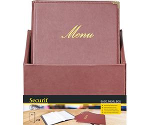 Securitprotège-menus Simili cuir de la Gamme Classique A4 (x20) Plus Box, 1 Double Insert Inclus avec Chaque menu (présente 4 Pages A4)