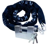 Security Kit For Car, Motorcycle, Scooter, Consisting Of: Chain Lock 10 X 1200 Mm + 90 Mm Cemented Anti-Burglar Lock Black / Silver