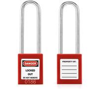 Security Padlock,2 Padlocks with 4 Keys,with 76mm Extended Steel Locking Handle,Red