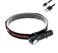 SecurityIng HL02 Lampe frontale LED magnétique rechargeable, lampe frontale réglable à 180 degrés, 9 modes, 1130 lm, lampe de poche à angle droit, avec base magnétique + bandeau (batterie non incluse)