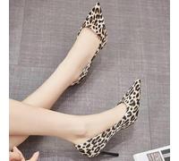 SECWL Automne Nouvelles Chaussures À Talons Minces Femmes Mode Tête Pointue Bouche Peu Profonde Imprimé Léopard Un Tempérament À Enfiler Talons Hauts pour Femmes