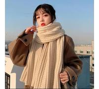 SECWL Écharpe d'hiver en Laine coréenne pour Femme, écharpe épaisse et Chaude pour Homme et Femme, écharpe tricotée de Couleur Unie, Rouge