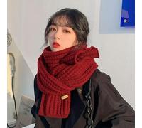 SECWL Écharpe d'hiver en Laine coréenne pour Femme, écharpe épaisse et Chaude pour Homme et Femme, écharpe tricotée de Couleur Unie, Rouge