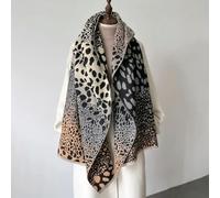 SECWL Écharpe en Cachemire à imprimé léopard pour Femme, châle d'hiver, épais et Chaud, avec Pompon, pour l'extérieur