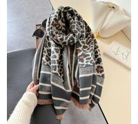 SECWL Écharpe en Cachemire à imprimé léopard pour Femme, châle d'hiver, épais et Chaud, avec Pompon, pour l'extérieur