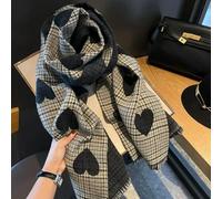 SECWL Écharpe en Cachemire Imitation Double Face pour Femme, Longue écharpe tricotée épaisse et Chaude, Motif cœur d'amour, Hijab, Hiver