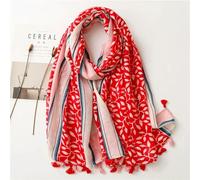 SECWL Écharpe en Coton et Lin Doux pour Femme, châle de Luxe de qualité supérieure, Longue écharpe à Pompon à imprimé léopard tacheté