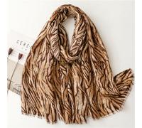 SECWL Écharpe en Coton et Lin Doux pour Femme, châle de Luxe de qualité supérieure, Longue écharpe à Pompon à imprimé léopard tacheté