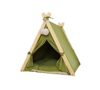 SECWL Maison pour Chat Portable gâtez Votre Compagnon à Quatre Pattes ! Tente tipi en Bois Massif avec Tapis épais et Niche Portable pour Chien.