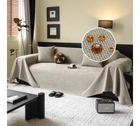 SECXEO Jeté de Canapé Imperméable et Anti-Griffes, en Tissu Chenille Jacquard Doux, Protège-Canapé Antidérapant, Grande Taille pour canapés Droits et d’Angle, 1 à 4 Places, Marron Clair 180 x 200 cm