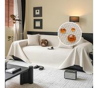 SECXEO Jeté de Canapé Imperméable et Anti-Griffes, en Tissu Chenille Jacquard Doux, Protège-Canapé Antidérapant, 180 x 340 cm Grande Taille pour canapés Droits et d’Angle, 1 à 4 Places, Crème