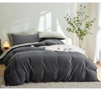 Sedefen Flanelle Housse de Couette 140x200cm + 1 Taies d'oreiller 65x65cm Gris Vert Réversible Parure de lit 1 Personnes Peluche Hiver Chaude Duveteuse Ado Linge de lit Avez Fermeture Éclair