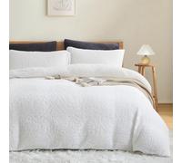 Sedefen Housse de Couette 200x200cm + 2 Taies d'oreiller 65x65cm Polaire Sherpa Hiver Chaude Duveteuse Peluche Flanelle Fille Ado Parure de lit 2 Personnes Blanc Linge de lit Avez Fermeture Éclair