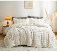 Sedefen Housse de Couette 200x200cm Blanc Crème Peluche Hiver Chaude Duveteuse Parure de lit 2 Personnes Adulte Flanelle Furry Fuzzy Linge de lit Avez Fermeture Éclair et 2 taies d'oreiller 65x65cm