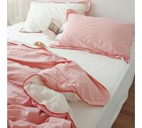 Sedefen Housse de Couette 240x260 cm Rose Blanc + 2 taies d'oreiller 65x65cm Ado Fille Adulte Réversible Romantique Parure de Lit 2 Personnes Avez Fermeture Éclair