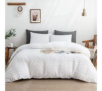 Sedefen Housse de Couette Seersucker 140x200cm Rayures Blanc + 1 x Taie d'oreiller 65x65cm avec Fermeture Eclaire Adulte Ado Doux Confortable Elegant Parure de lit 1 Personne Rayé