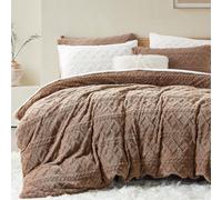 Sedefen Kaki Housse de Couette 140x200 cm Polaire Sherpa Hiver Chaude Duveteuse Tuftée à Rayures Parure de lit 1 Personne Fille Ado Peluche Flanelle Linge de lit Avez Fermeture Éclair