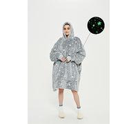 Sedefen Plaid Couverture Polaire avec Manches,Sweat-Shirt à Capuche avec Poches Portables,Confortable Flanelle Douverture TV Femme Homme,Hiver Chaud Sherpa Adulte,Étoiles Brillantes dans la Nuit