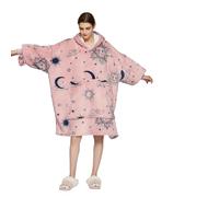 Sedefen Plaid Couverture Polaire avec Manches,Sweat-Shirt à Capuche avec Poches Portables,Confortable Flanelle Douverture TV Femme Homme,Hiver Chaud Sherpa Adulte,Rose Orangé,Élément Solaire
