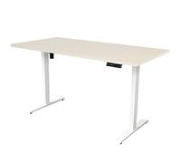 Sedero Bureau électrique réglable, 140 x 80 cm, moteur simple, blanc avec chêne clair