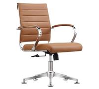 Sedero Cádiz - Chaise de Conférence Pivotante en Cuir Synthétique Cognac avec Structure Chromée - Sans Roulettes avec Fonctions Ergonomiques