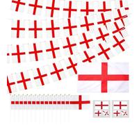 SEDEX Ensemble de drapeaux de l'Angleterre - Décorations de la Coupe du monde d'Angleterre 2026, drapeau de St Georges 1,5 x 0,9 m de large, 30 fanions de l'Angleterre de 10 m, 15 drapeaux à main et 2