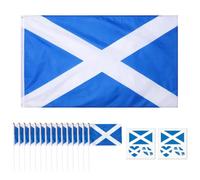 SEDEX Ensemble de drapeaux écossais - Décorations de fanions de 1,5 x 0,9 m - 15 drapeaux écossais à main et 2 autocollants pour le visage - Pour la Coupe du monde de football 2026 - Fête de la