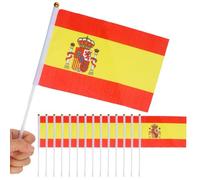 SEDEX Petit Drapeau Espagne -20 Pcs Mini Drapeaux Espagnol avec Poteau Solide Blanc de 30cm pour Décoration Coupe du Monde Jardin Bar Euro Football Match Célébration Fête Nationale