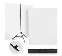 SEDGEWIN Toile de fond blanche avec support de 1,5 x 2 m, kit de toile de fond pour photographie avec support de fond amélioré, support Chromakey pour studio photo, streaming, jeu, vidéo YouTube