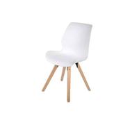 Sedia Da Esterno Bianca 47x56x87 Cm Gambe In Legno Accessori Decoro Giardino Multicolore