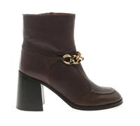 See by Chloé - Mahe Booties - Bottines en Cuir Marron avec Chaîne Dorée - Femme - Chaussures - Noir - Taille: 36 EU
