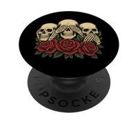 See No Evil Hear No Evil Speak No Evil Squelette Skull Roses PopSockets PopGrip Adhésif