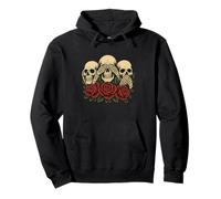 See No Evil Hear No Evil Speak No Evil Squelette Skull Roses Sweat à Capuche