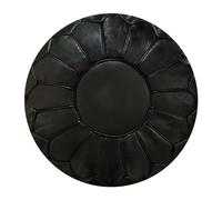 See the Good Pouf Premium XL en Cuir Véritable Fait Main - Vendu Rembourré - Coussin de Sol, Ottoman, Repose-Pied, Tabouret, Repose-Pied (Noir)