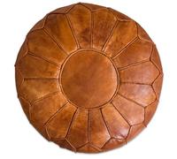 See the Good Pouf Premium XL en Cuir Véritable Fait Main - Vendu Rembourré - Coussin de Sol, Ottoman, Repose-Pied, Tabouret, Repose-Pied (Marron Cognac)