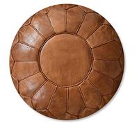 See the Good Premium Pouf en Cuir Véritable XL Fait Main - Vendu Rembourré - Coussin de Sol, Ottoman, Repose-Pied, Tabouret, Pouf Salon (Marron Caramel)