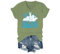 See The Rabbits T-shirt humoristique motif lapin T-shirt ras du cou et col en V, Vert-VT-1, M