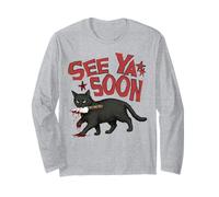 See Ya Soon Dark Cat Meme Design Womens Girls Manche Longue